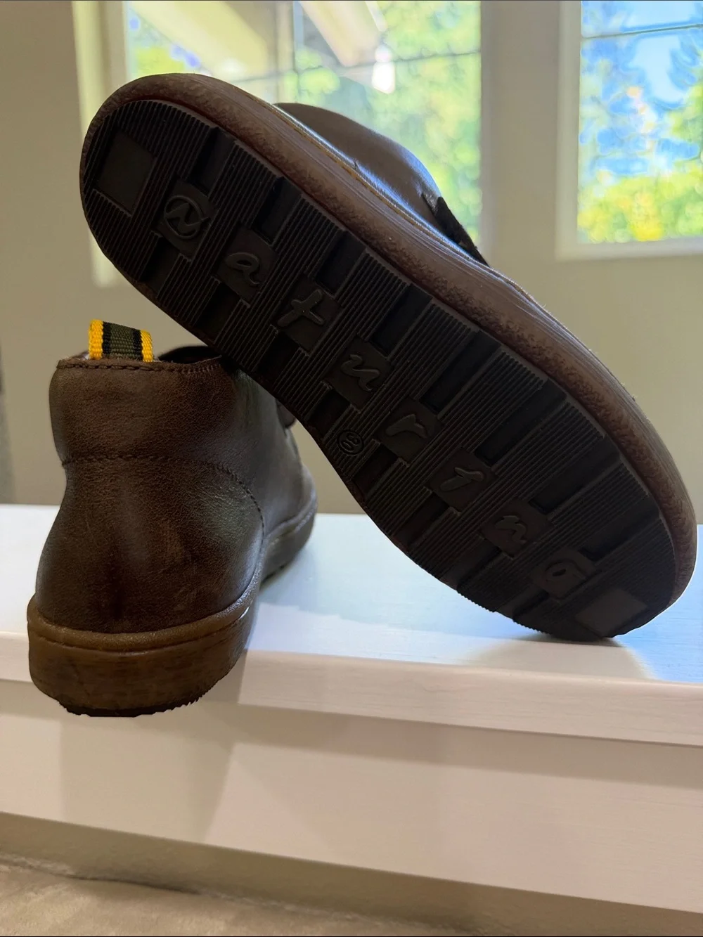 Naturino Brown Leather Kids Ankle Boots with Blue Tab
